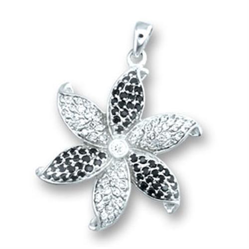 41608 High-Polished 925 Sterling Silver Pendant with AAA Grade CZ in Clear