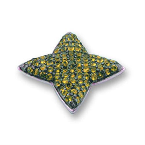 41704 Rhodium + Ruthenium 925 Sterling Silver Pendant with AAA Grade CZ in Citrine