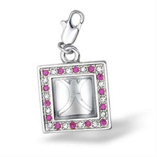 43502 Rhodium Brass Pendant with Top Grade Crystal in Rose