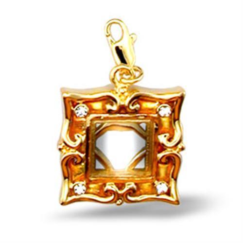 43505 Gold Brass Pendant with Top Grade Crystal in Clear