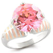 49707 High-Polished 925 Sterling Silver Ring with AAA Grade CZ in Rose