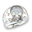 49709 High-Polished 925 Sterling Silver Ring with Top Grade Crystal in Clear