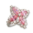 56503 Rhodium Brass Ring with AAA Grade CZ in Rose