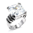 6X526 Rhodium 925 Sterling Silver Ring with AAA Grade CZ in Clear