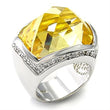 7X154 Rhodium 925 Sterling Silver Ring with AAA Grade CZ in Citrine Yellow