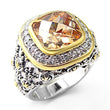 7X181 Reverse Two-Tone 925 Sterling Silver Ring with AAA Grade CZ in Champagne