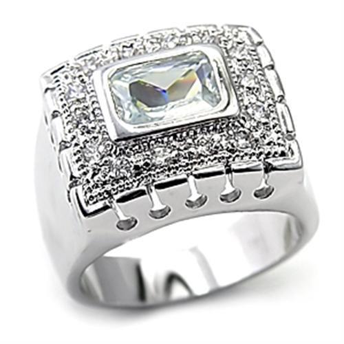 7X218 Rhodium 925 Sterling Silver Ring with AAA Grade CZ in Clear