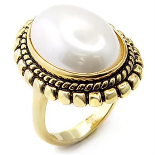 7X232 Gold 925 Sterling Silver Ring with Synthetic in White