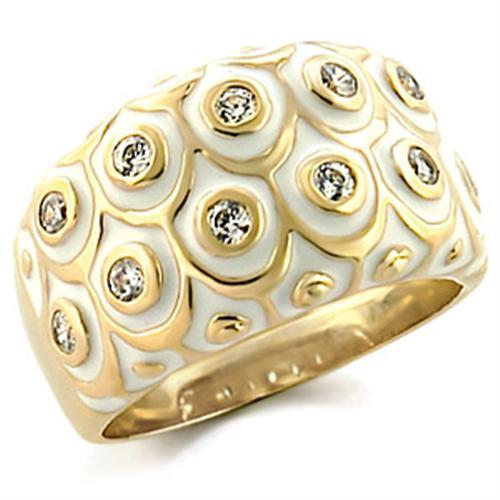 9W164 Gold Brass Ring with AAA Grade CZ in Clear