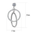 DA100 High polished (no plating) Stainless Steel Earrings with AAA Grade CZ in Clear