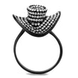 DA128 IP Black(Ion Plating) Stainless Steel Ring with AAA Grade CZ in Clear