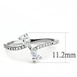 DA139 High polished (no plating) Stainless Steel Ring with AAA Grade CZ in Clear