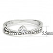 DA153 High polished (no plating) Stainless Steel Ring with AAA Grade CZ in Clear