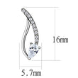 DA185 High polished (no plating) Stainless Steel Earrings with AAA Grade CZ in Clear