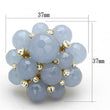 LO3214 Gold Brass Ring with Synthetic in Gray