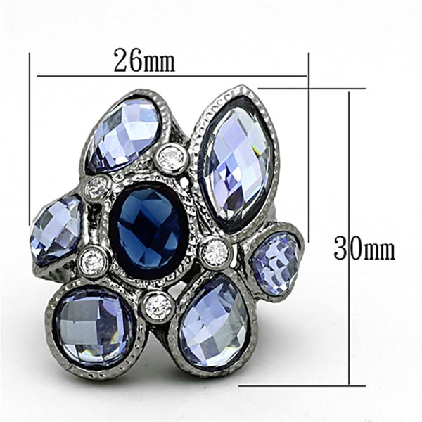 LOA906 Ruthenium Brass Ring with Synthetic in Multi Color