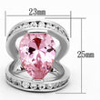 LOA924 Rhodium Brass Ring with AAA Grade CZ in Rose