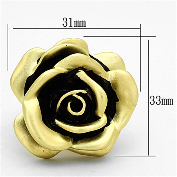 LOA930 Matte Gold Brass Ring with Epoxy in Jet