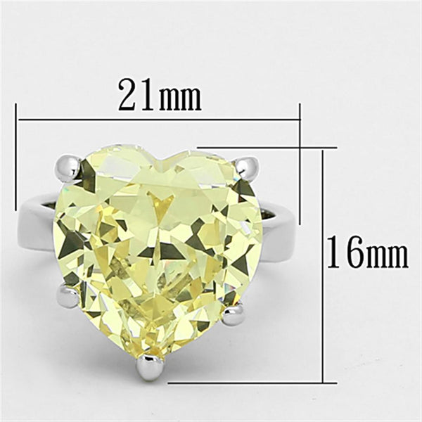LOAS947 Rhodium 925 Sterling Silver Ring with AAA Grade CZ in Citrine Yellow