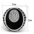 TK1200 High polished (no plating) Stainless Steel Ring with Top Grade Crystal in Clear
