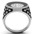 TK1200 High polished (no plating) Stainless Steel Ring with Top Grade Crystal in Clear