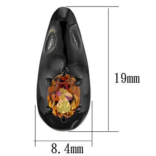 TK1452 IP Black(Ion Plating) Stainless Steel Earrings with Semi-Precious in Topaz Multicolor