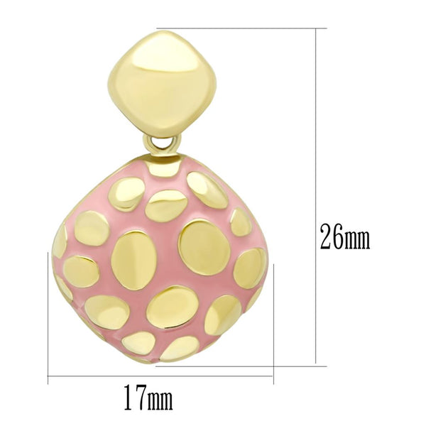 TK1502 IP Gold(Ion Plating) Stainless Steel Earrings with Epoxy in Light Rose
