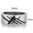 TK1800 High polished (no plating) Stainless Steel Ring with Epoxy in Jet