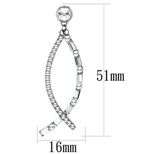 TK1806 High polished (no plating) Stainless Steel Earrings with Top Grade Crystal in Clear