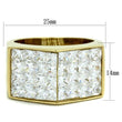 TK1808 IP Gold(Ion Plating) Stainless Steel Ring with AAA Grade CZ in Clear