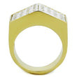 TK1808 IP Gold(Ion Plating) Stainless Steel Ring with AAA Grade CZ in Clear