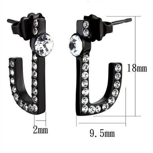 TK2150 IP Black(Ion Plating) Stainless Steel Earrings with Top Grade Crystal in Clear