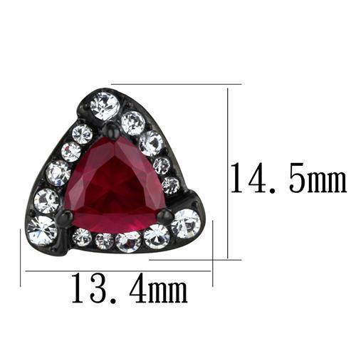 TK2272 IP Black(Ion Plating) Stainless Steel Earrings with AAA Grade CZ in Ruby