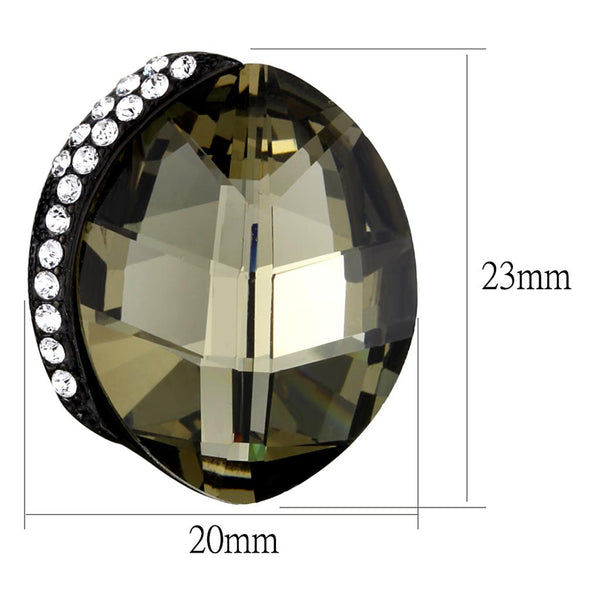 TK2377 IP Black(Ion Plating) Stainless Steel Earrings with Top Grade Crystal in Black Diamond