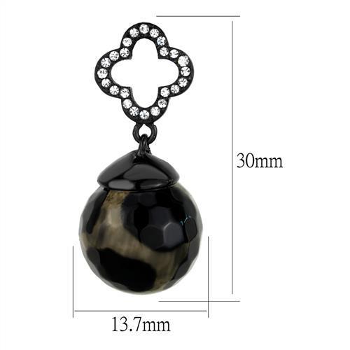 TK2384 IP Black(Ion Plating) Stainless Steel Earrings with Synthetic in Multi Color