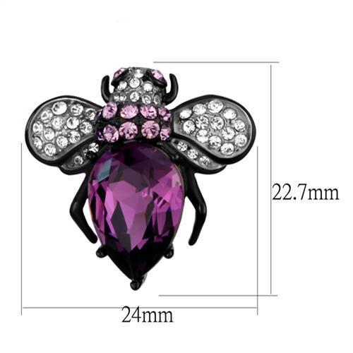 TK2385 Two-Tone IP Black (Ion Plating) Stainless Steel Earrings with Top Grade Crystal in Amethyst