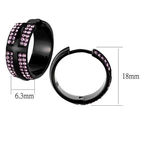 TK2386 IP Black(Ion Plating) Stainless Steel Earrings with Top Grade Crystal in Light Amethyst