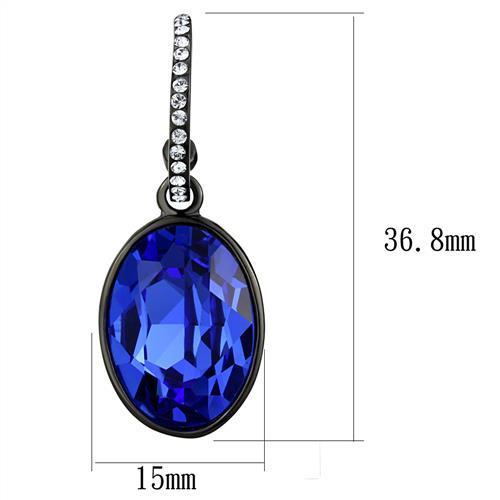 TK2538 IP Black(Ion Plating) Stainless Steel Earrings with Top Grade Crystal in Sapphire