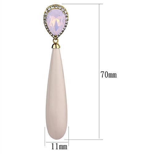 TK2543 IP Gold(Ion Plating) Stainless Steel Earrings with Top Grade Crystal in Light Rose