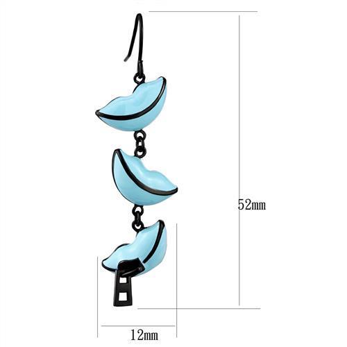 TK2624 IP Black(Ion Plating) Stainless Steel Earrings with Epoxy in Sea Blue