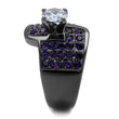 TK2644 IP Light Black  (IP Gun) Stainless Steel Ring with AAA Grade CZ in Light Amethyst
