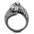 TK2674 IP Light Black  (IP Gun) Stainless Steel Ring with AAA Grade CZ in Clear