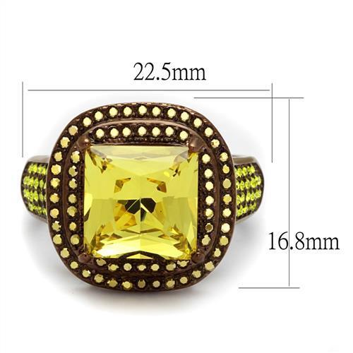 TK2677 IP Coffee light Stainless Steel Ring with AAA Grade CZ in Topaz