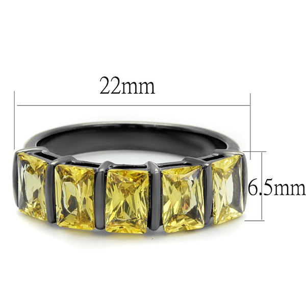 TK2683 IP Light Black  (IP Gun) Stainless Steel Ring with AAA Grade CZ in Topaz