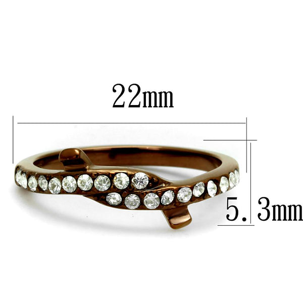 TK2687 IP Coffee light Stainless Steel Ring with Top Grade Crystal in Clear