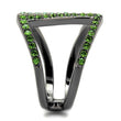 TK2694 IP Light Black  (IP Gun) Stainless Steel Ring with Top Grade Crystal in Multi Color