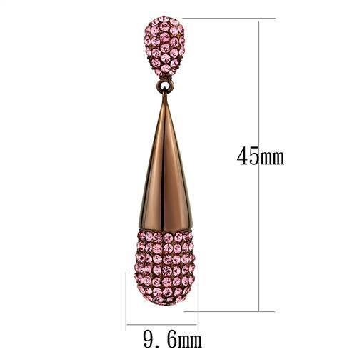 TK2707 IP Coffee light Stainless Steel Earrings with Top Grade Crystal in Light Peach