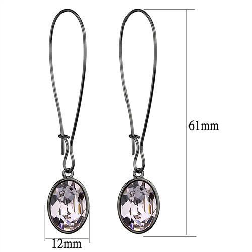 TK2719 IP Light Black  (IP Gun) Stainless Steel Earrings with Top Grade Crystal in Light Peach