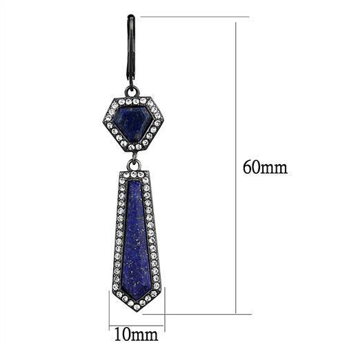 TK2723 IP Light Black  (IP Gun) Stainless Steel Earrings with Precious Stone in Montana