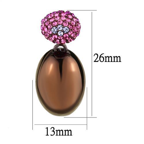 TK2787 IP Coffee light Stainless Steel Earrings with Top Grade Crystal in Multi Color